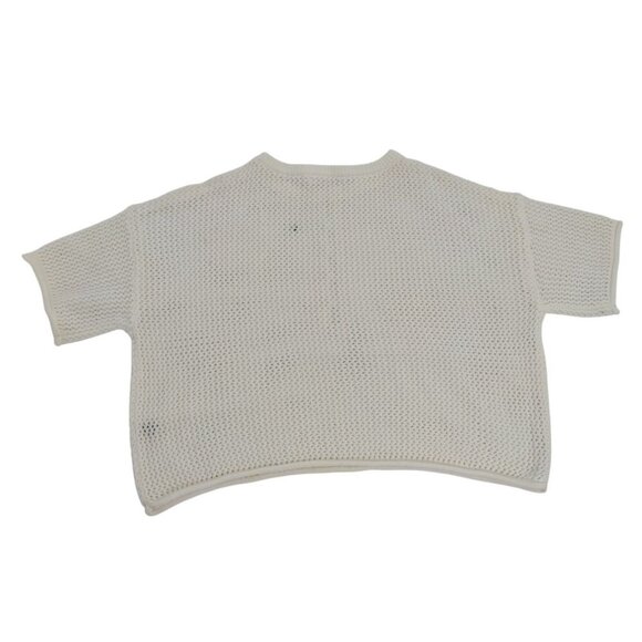 Moon & Madison White Short Sleeve Mesh Knit Button Henley Top Womens M. - Picture 2 of 8